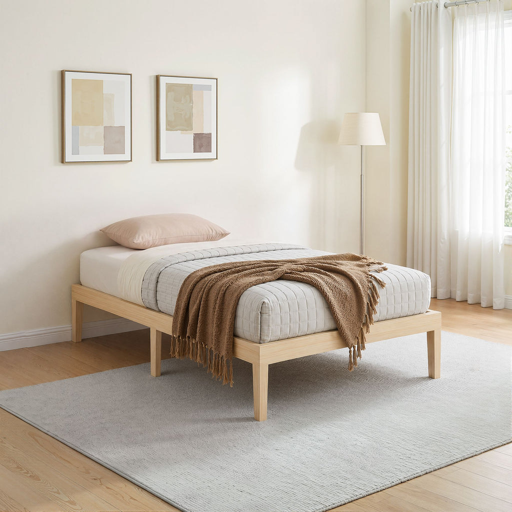 Marco de cama Artiss tamaño individual Base de madera Plataforma de colchón Madera Pino BRUNO