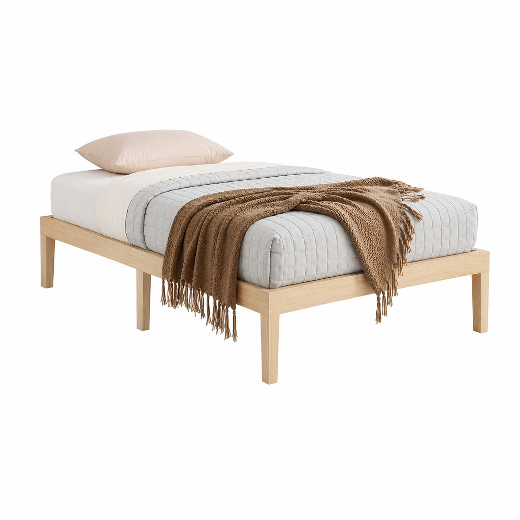 Marco de cama Artiss tamaño individual Base de madera Plataforma de colchón Madera Pino BRUNO