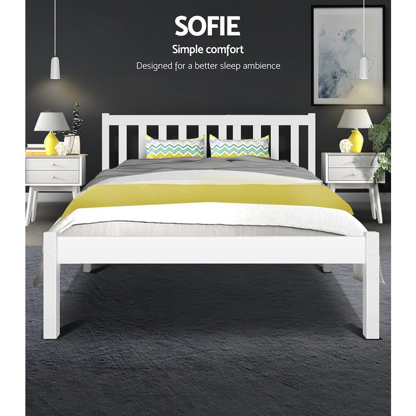 Artiss Double Full Size Wooden Bed Frame SOFIE Pine Timber Mattress Base Bedroom