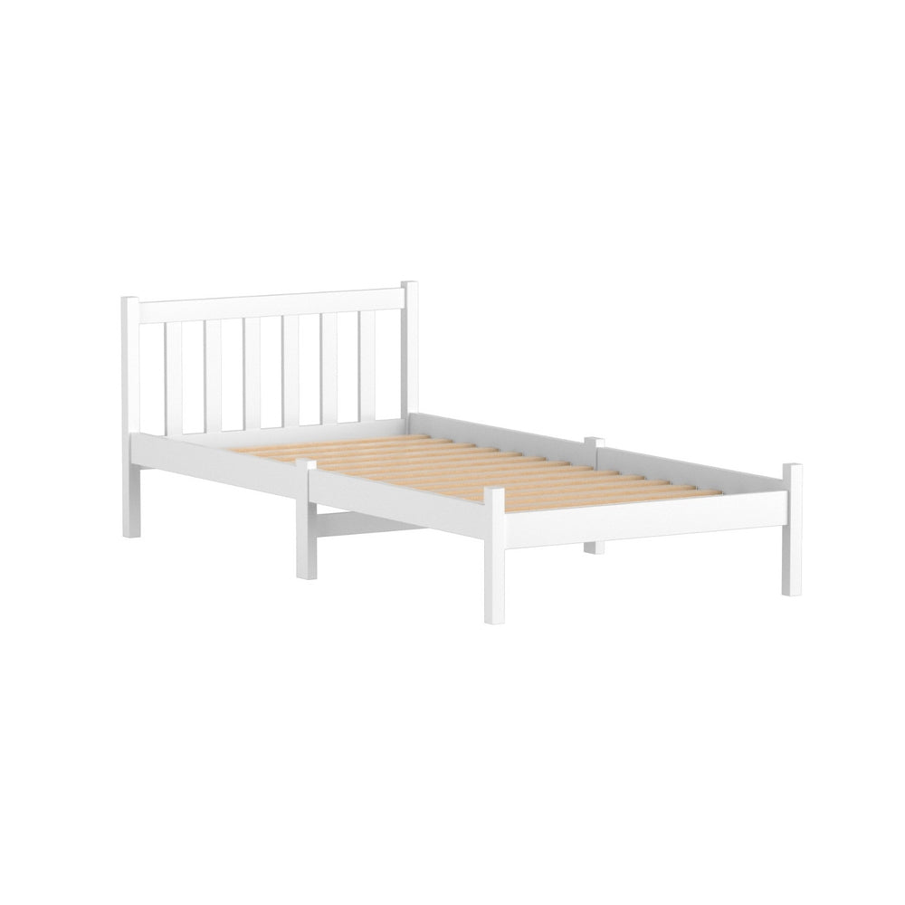 Marco de cama individual de madera - Blanco