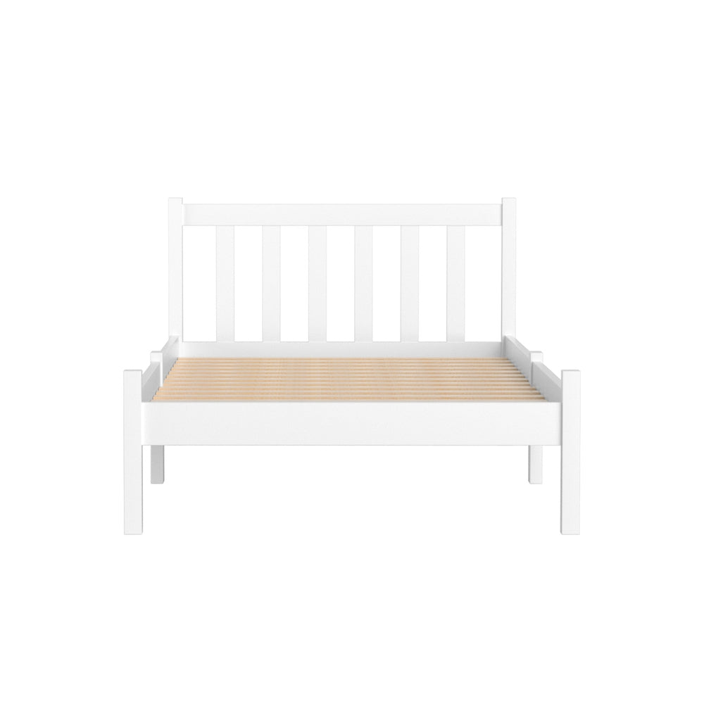 Marco de cama individual de madera - Blanco