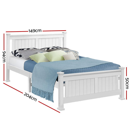 Double Size Wooden Bed Frame - White