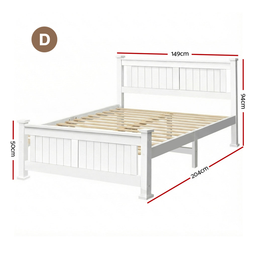 Double Size Wooden Bed Frame - White