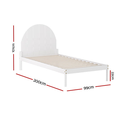 Artiss Bed Frame Single Size Wooden White DALY