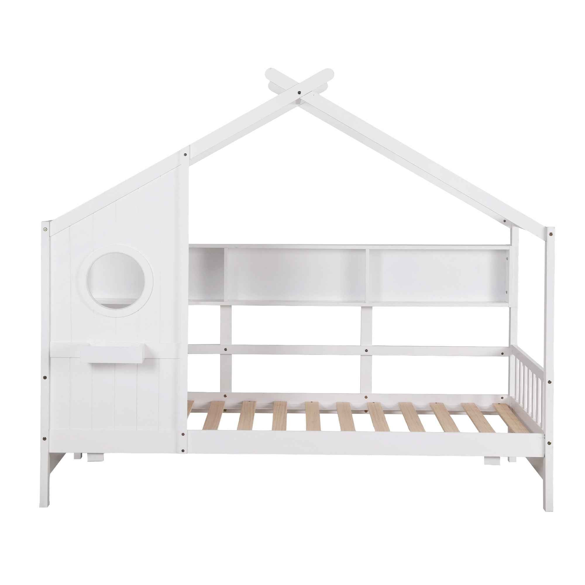 Artiss Kids Single Bed Frame House Bed Solid Wood Montessori Bed for Toddler White