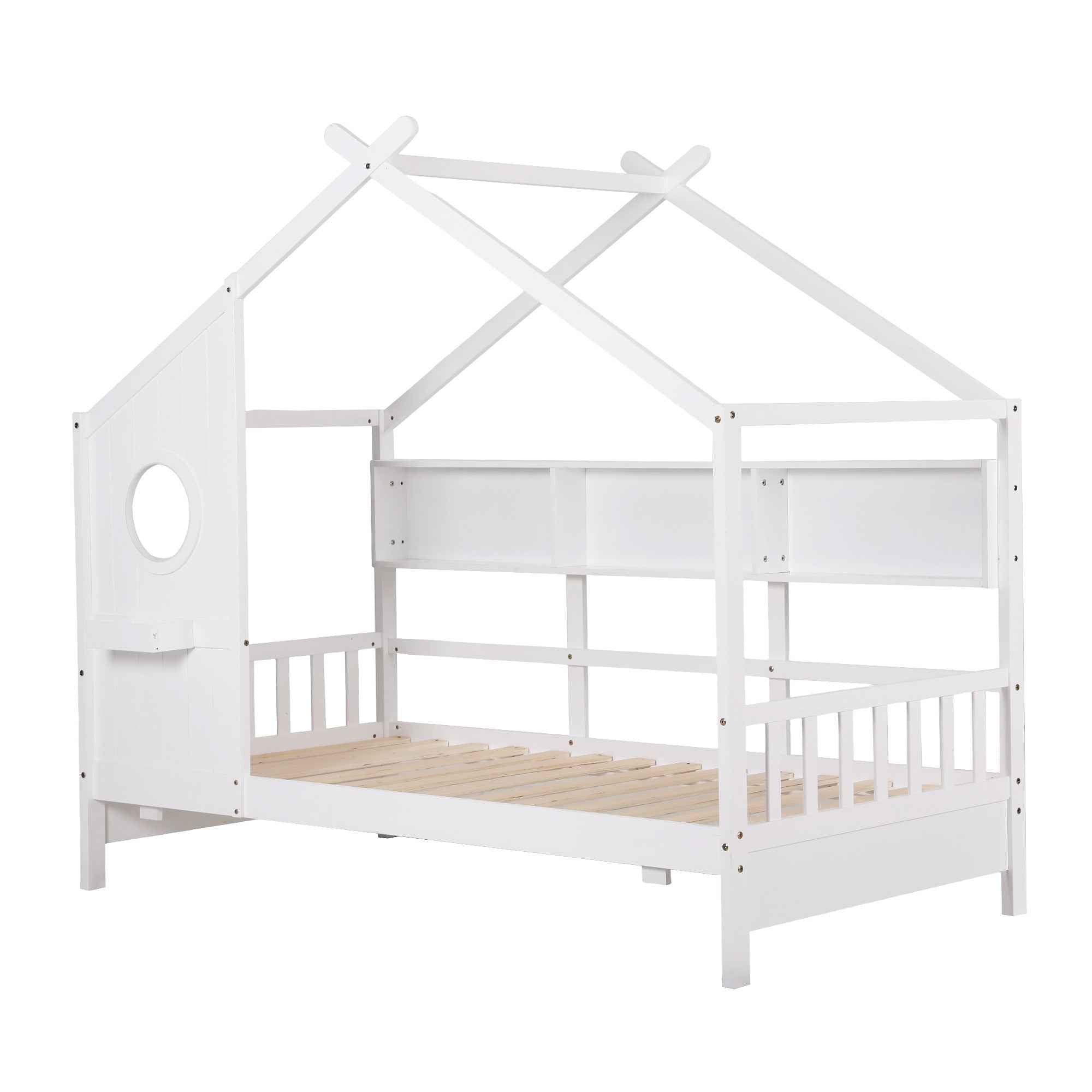 Artiss Kids Single Bed Frame House Bed Solid Wood Montessori Bed for Toddler White