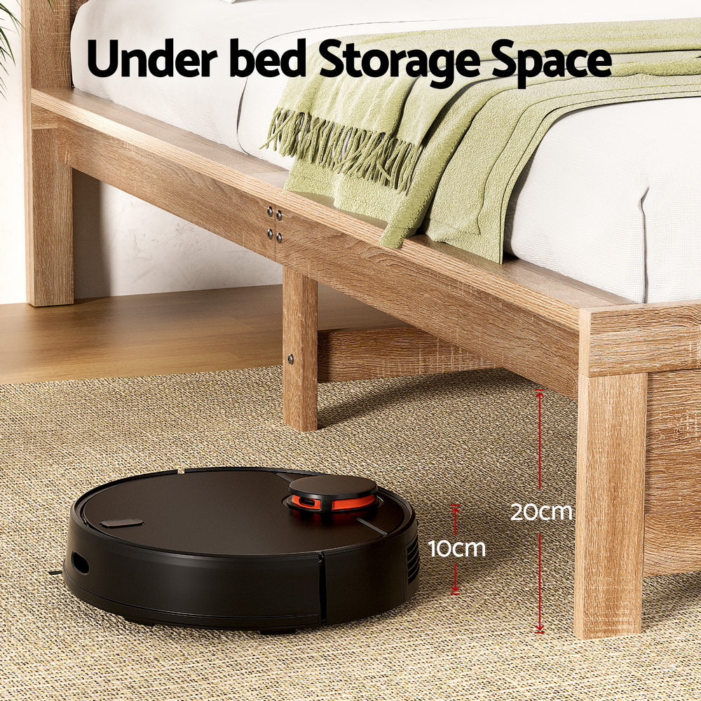 Artiss Bed Frame Queen Size Wooden Acacia Wood OATMEAL - YDS.com.au