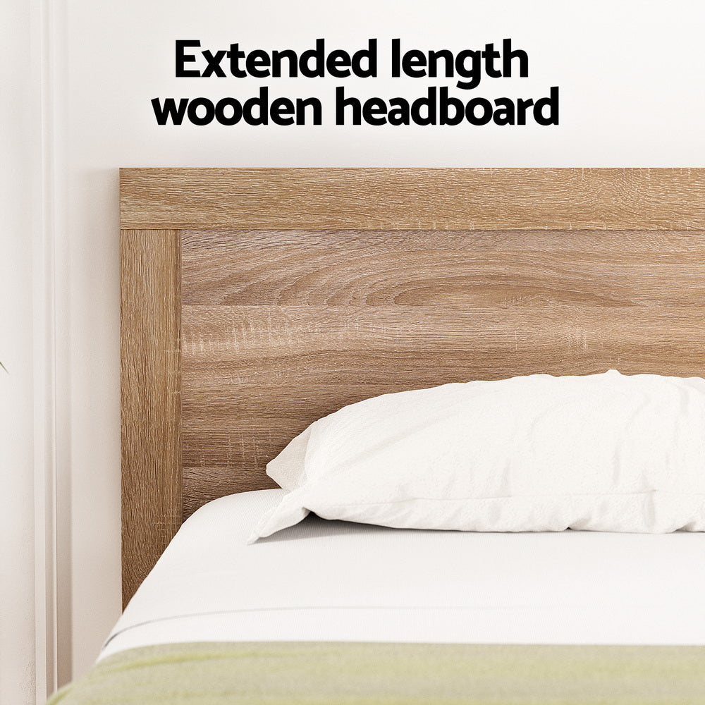 Artiss Bed Frame Queen Size Wooden Acacia Wood OATMEAL - YDS.com.au