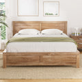 Artiss Bed Frame Queen Size Wooden Acacia Wood OATMEAL - YDS.com.au