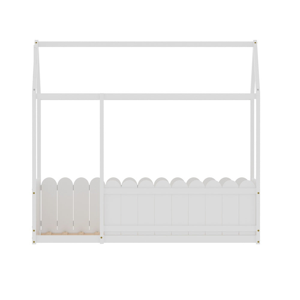 Artiss Bed Frame Wooden Kids House Single Frame White KORI - YDS.com.au