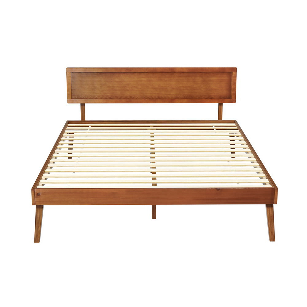 Artiss Bed Frame Queen Size Wooden Bed Base Walnut SPLAY