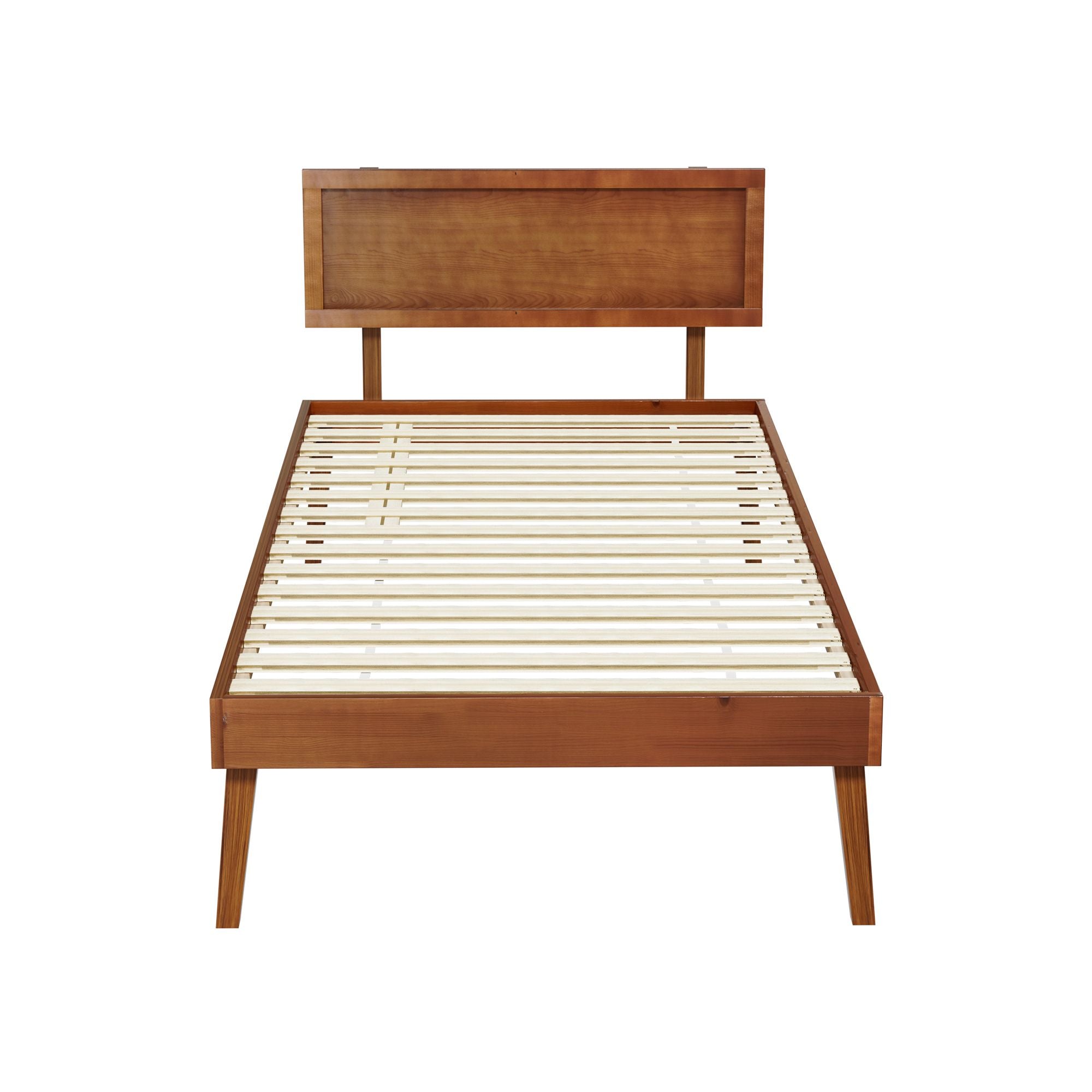 Marco de cama Artiss tamaño individual Base de cama de madera Nogal SPLAY