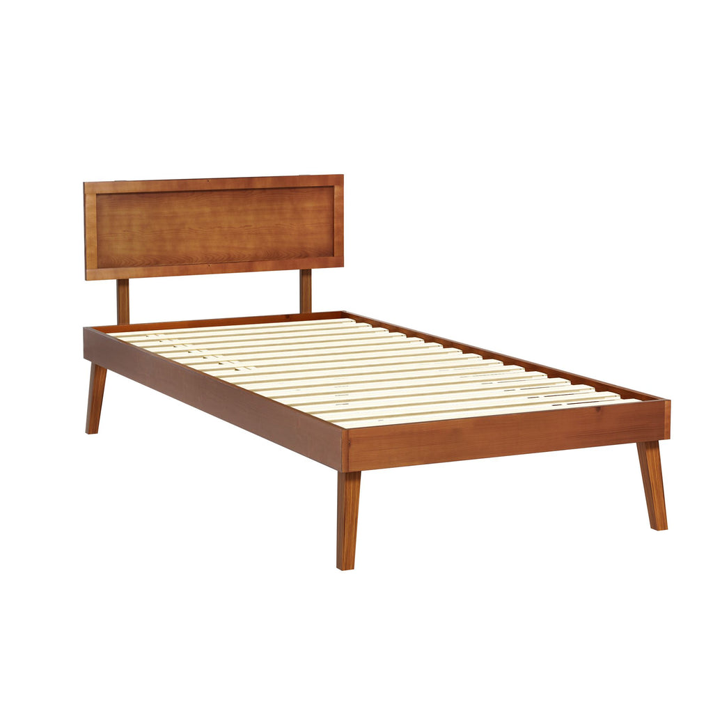 Marco de cama Artiss tamaño individual Base de cama de madera Nogal SPLAY