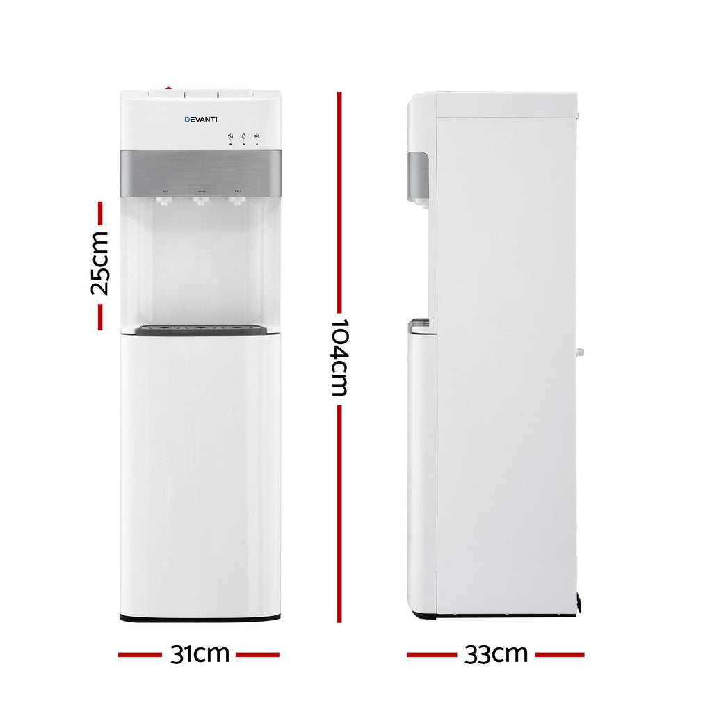 Devanti 3 Taps Water Cooler Dispenser Bottom Loading Dispenser Chiller Filter Purifier