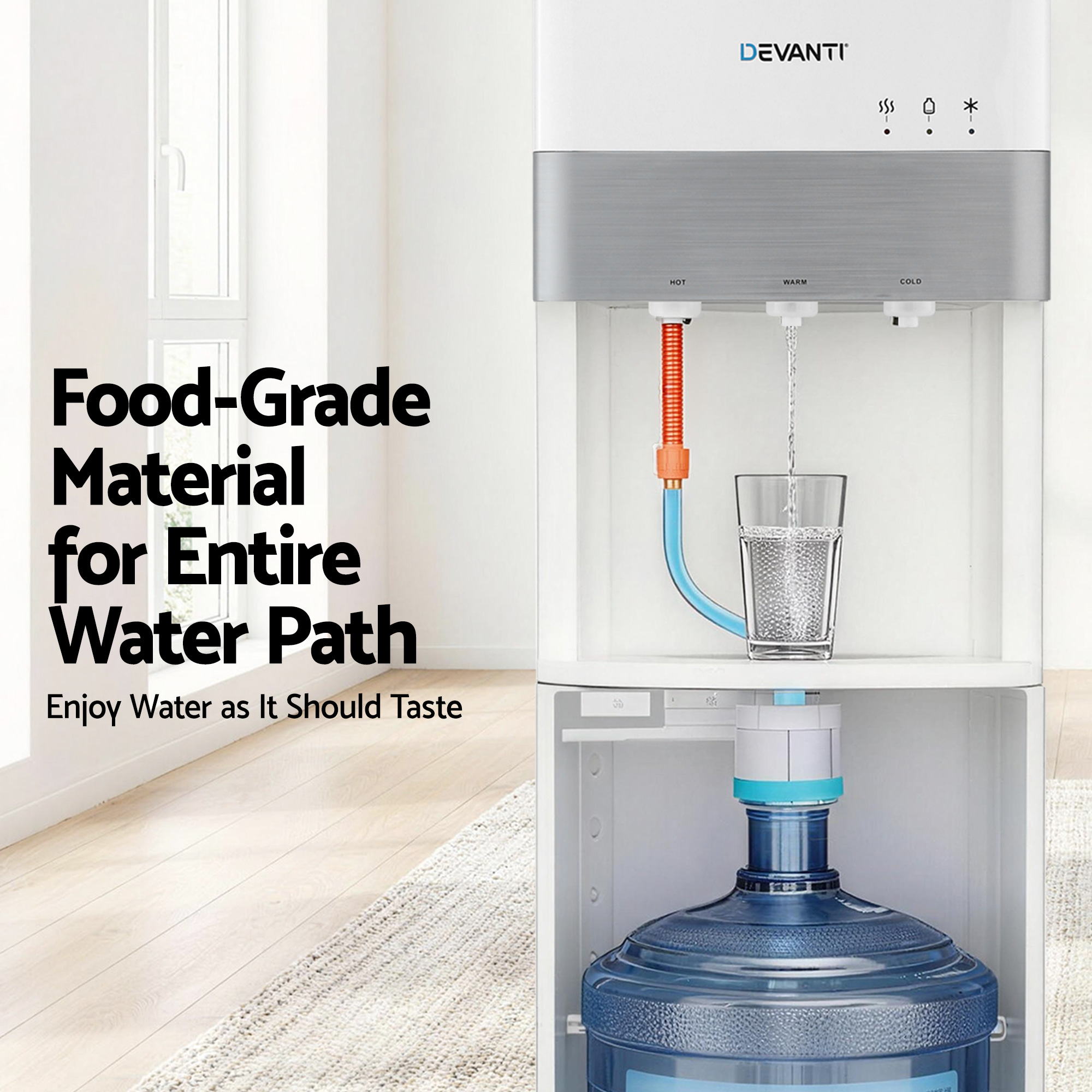 Devanti 3 Taps Water Cooler Dispenser Bottom Loading Dispenser Chiller Filter Purifier