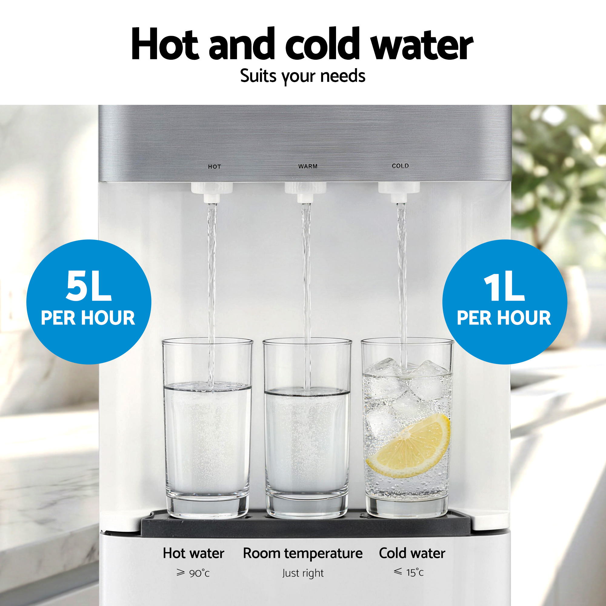 Devanti 3 Taps Water Cooler Dispenser Bottom Loading Dispenser Chiller Filter Purifier