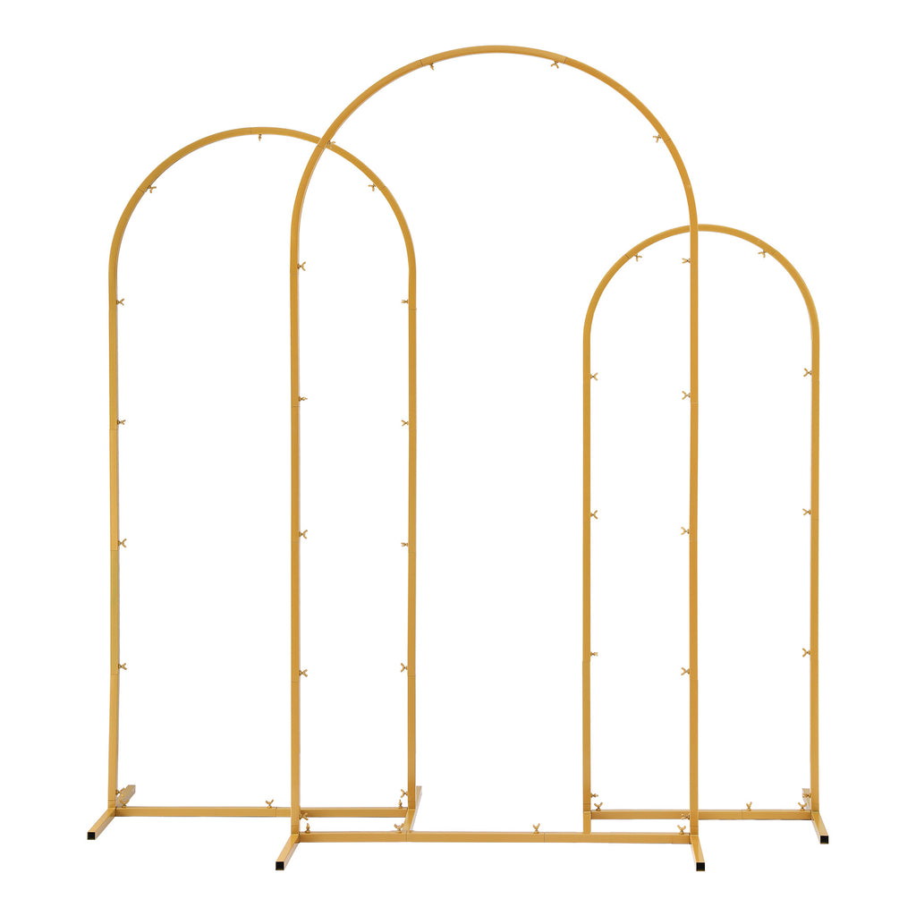 Wedding Arch Backdrop Stand Set of 3 Gold Metal Wedding Arched Frame, Easy to Assemble, Stable Balloon Arch Standfor Wedding, Baby Shower, Party Decoration