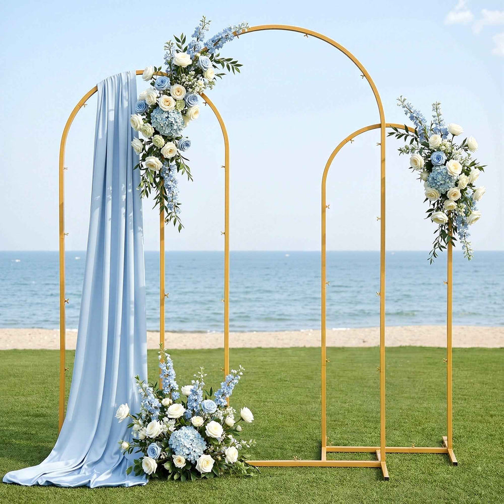 Wedding Arch Backdrop Stand Set of 3 Gold Metal Wedding Arched Frame, Easy to Assemble, Stable Balloon Arch Standfor Wedding, Baby Shower, Party Decoration