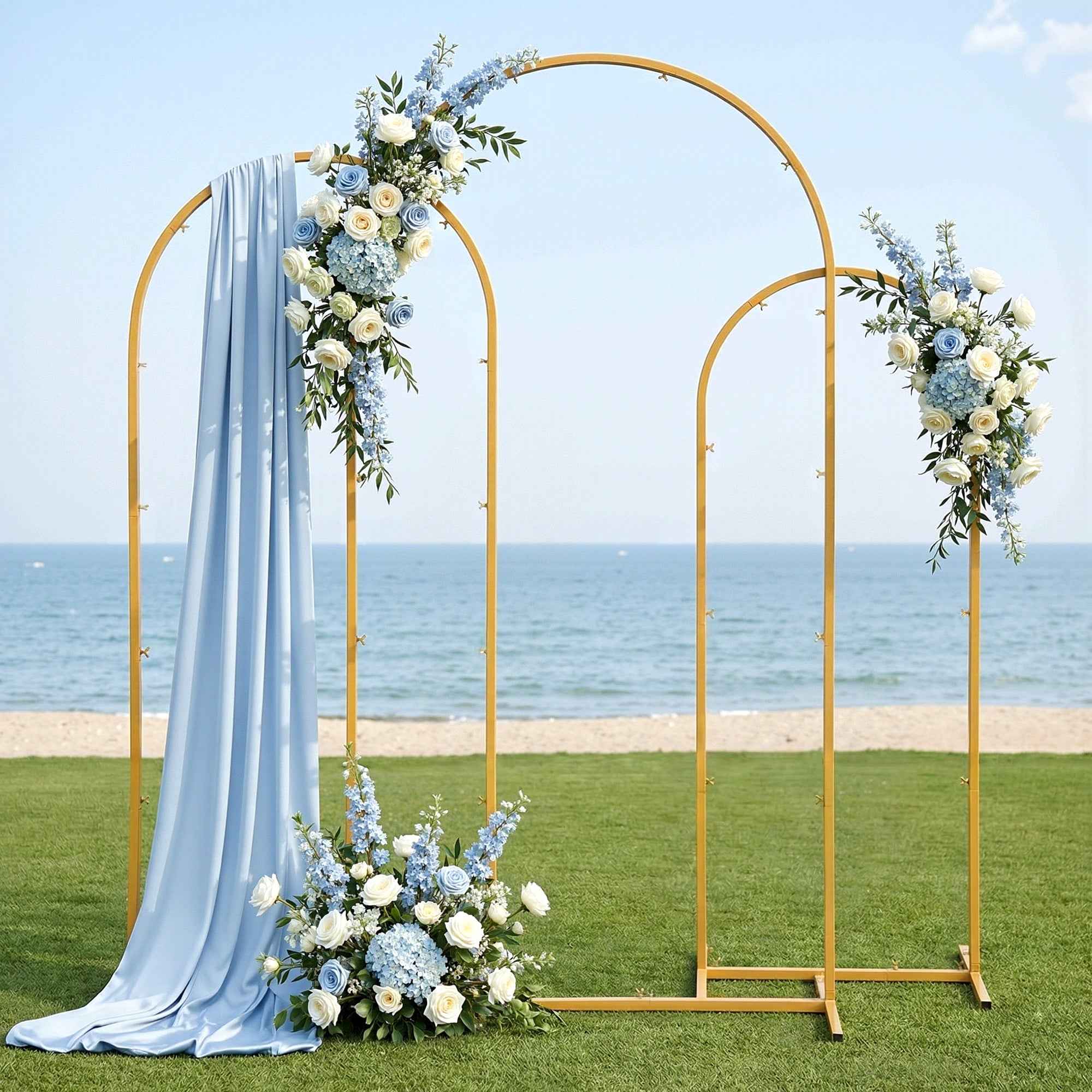 Wedding Arch Backdrop Stand Set of 3 Gold Metal Wedding Arched Frame, Easy to Assemble, Stable Balloon Arch Standfor Wedding, Baby Shower, Party Decoration