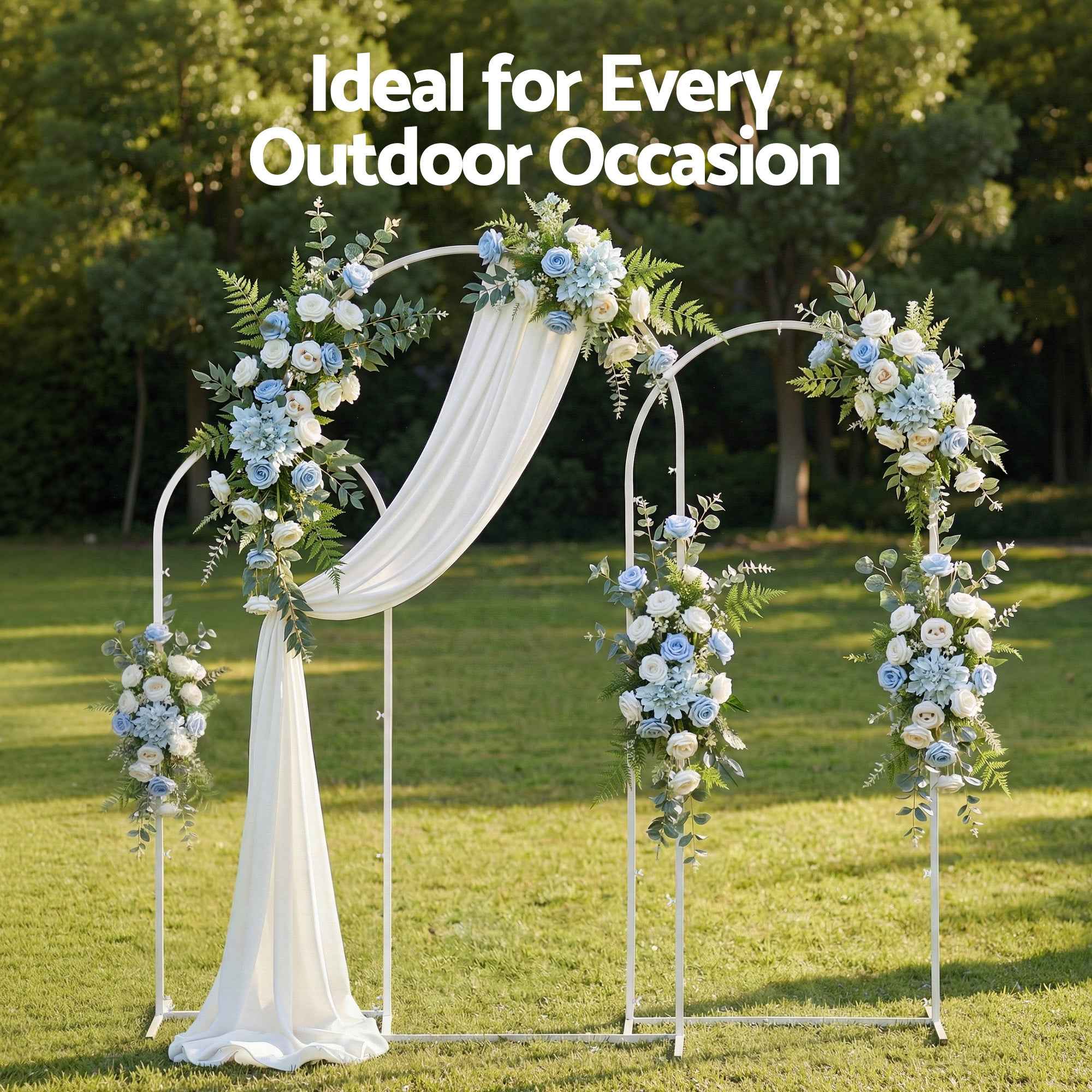 Wedding Arch Backdrop Stand Set of 3 Metal Wedding Arched Frame White, Easy to Assemble, Stable Balloon Arch Standfor Wedding, Baby Shower, Party Decoration