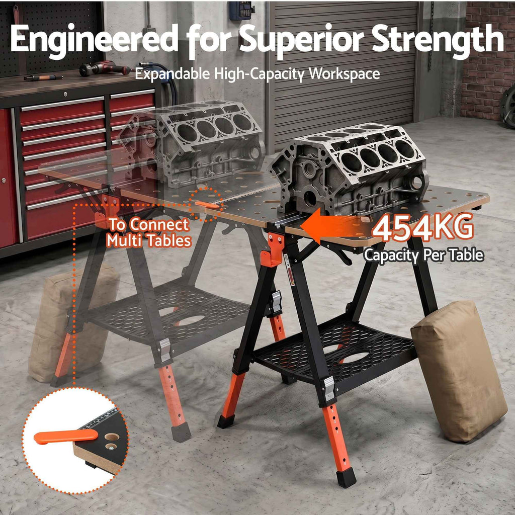 Giantz Portable Folding Work Table 454kg Adjustable Workbench