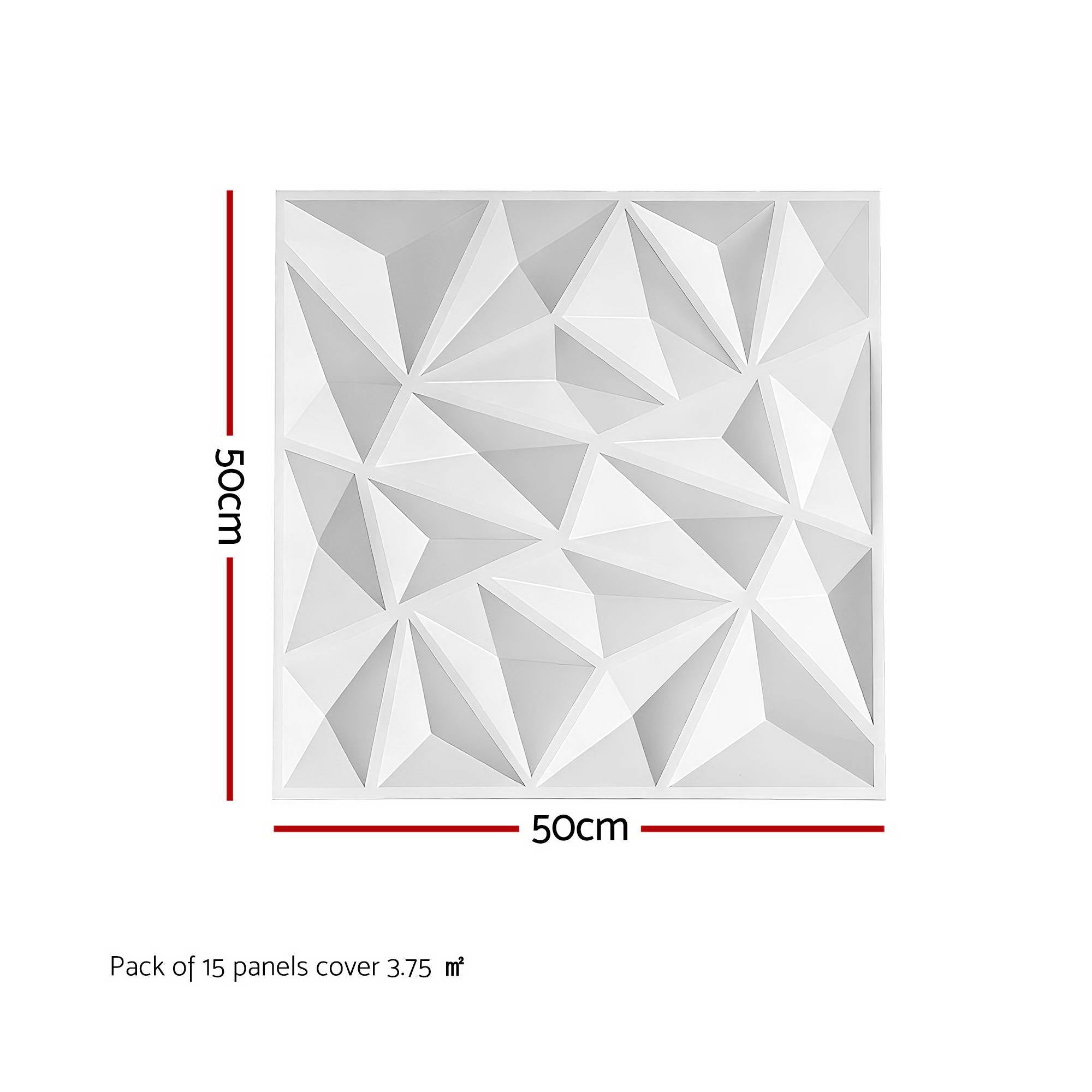 Artiss 3D Wall Panels Diamond PVC Decorative Panels 50x50cm Set of 15 Feature Wall