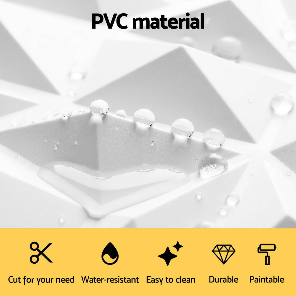 Artiss 3D Wall Panels Diamond PVC Decorative Panels 50x50cm Set of 15 Feature Wall