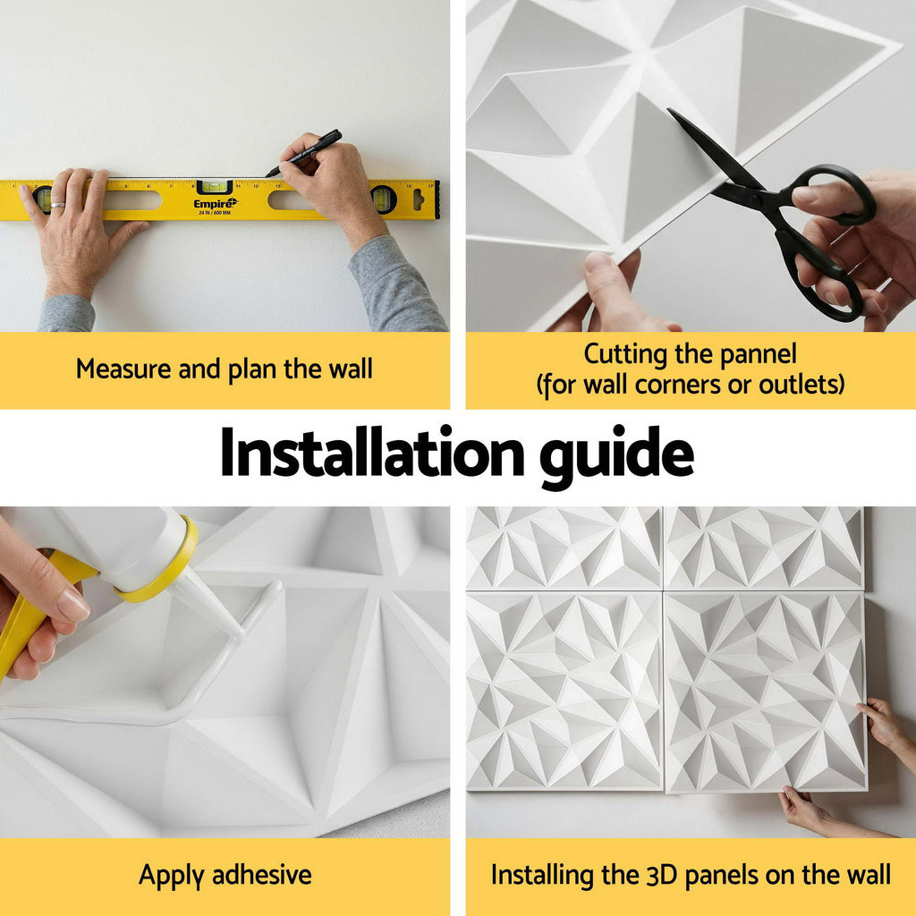 Artiss 3D Wall Panels Diamond PVC Decorative Panels 50x50cm Set of 15 Feature Wall