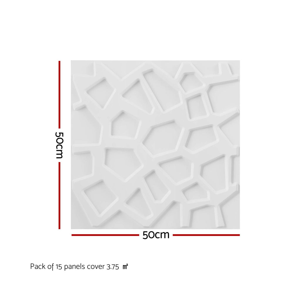 Artiss 3D Wall Panels PVC Decorative Panels 50x50cm Set of 15 Feature Wall Poly