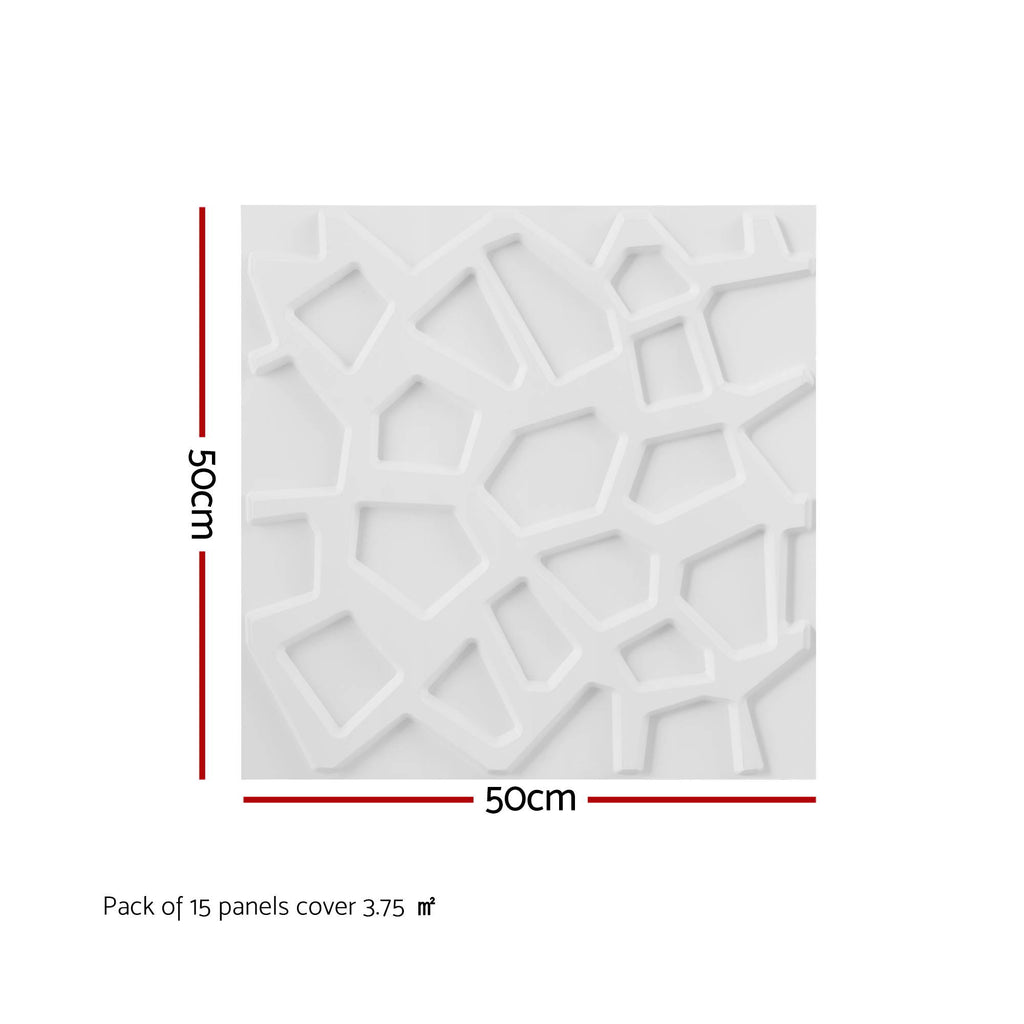 Artiss 3D Wall Panels PVC Decorative Panels 50x50cm Set of 15 Feature Wall Poly