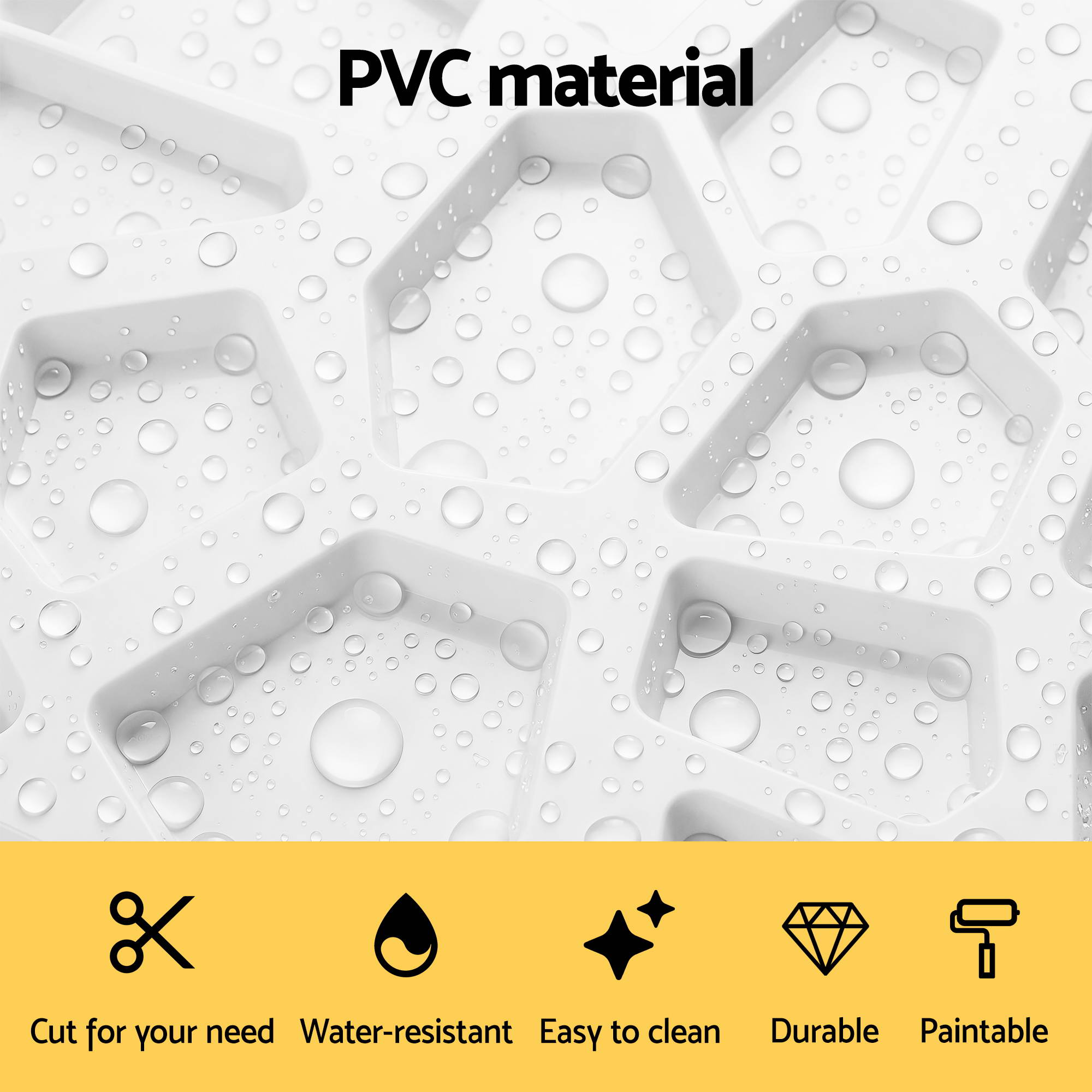 Artiss 3D Wall Panels PVC Decorative Panels 50x50cm Set of 15 Feature Wall Poly