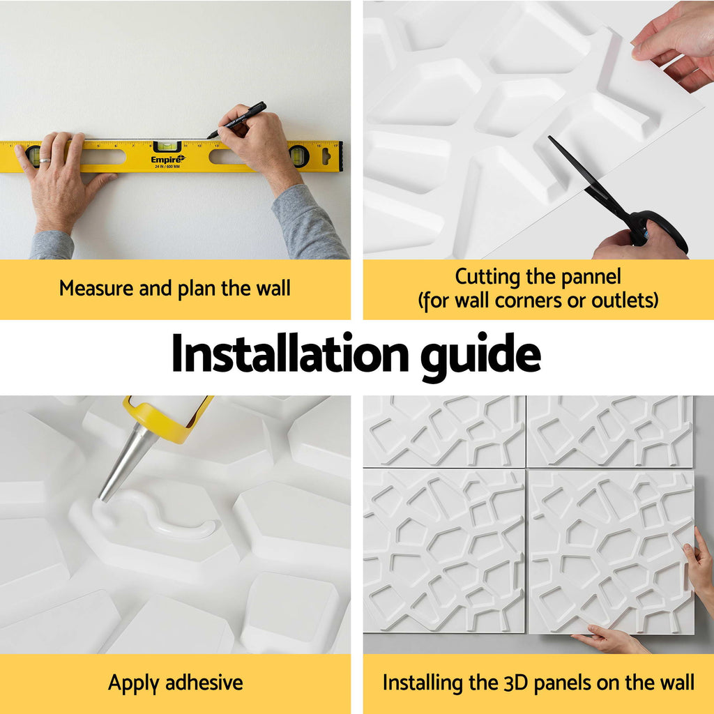 Artiss 3D Wall Panels PVC Decorative Panels 50x50cm Set of 15 Feature Wall Poly