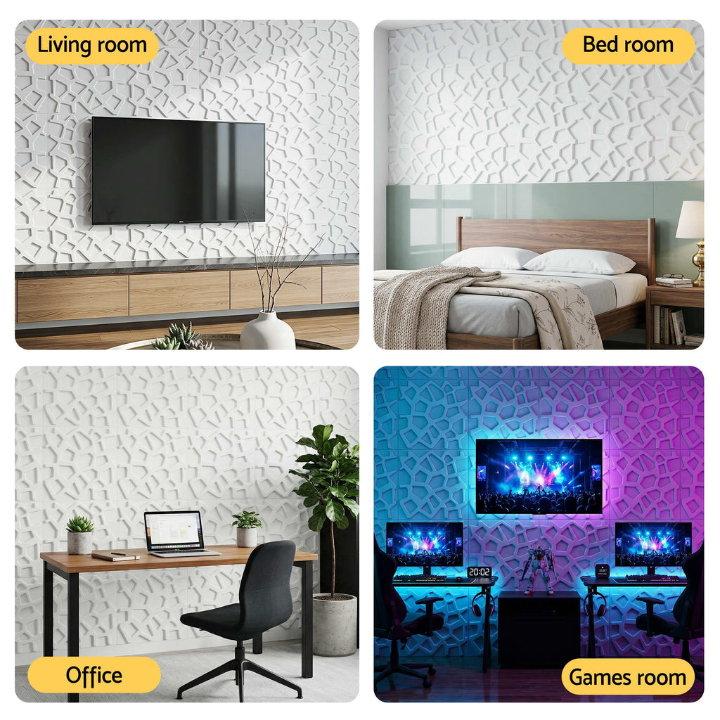 Artiss 3D Wall Panels PVC Decorative Panels 50x50cm Set of 15 Feature Wall Poly