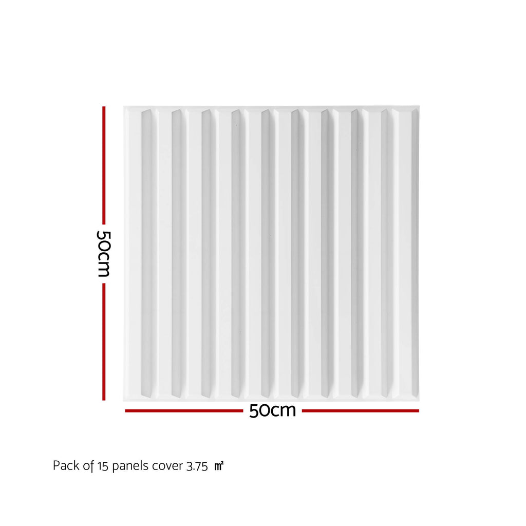 Artiss 3D Wall Panels Vertical PVC Decorative Panels 50x50cm Set of 15 Feature Wall Vert