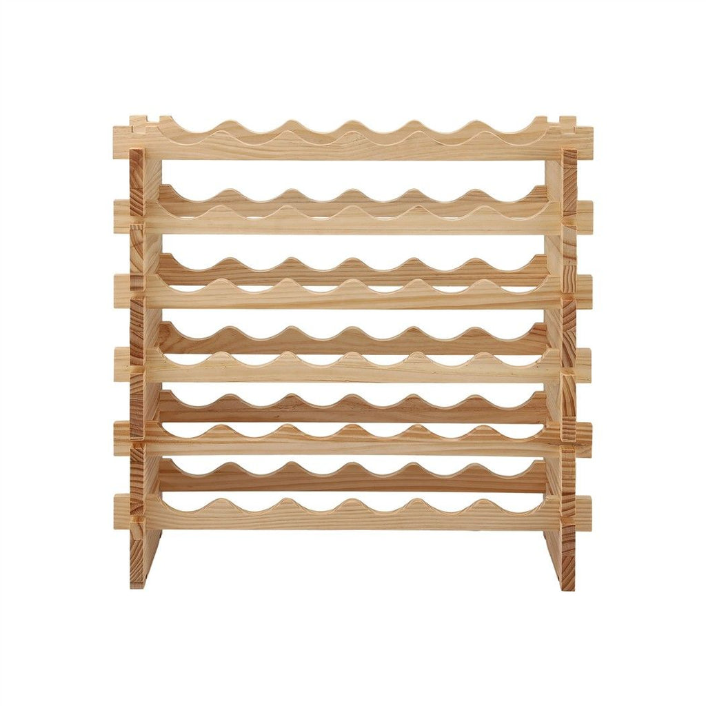 Artiss 36 Bottle Wooden Wine Rack 6 Tier Modular Wine Display Storage Stand Freestanding Holder Natural Pine Wood, 70 x 30 x 70cm