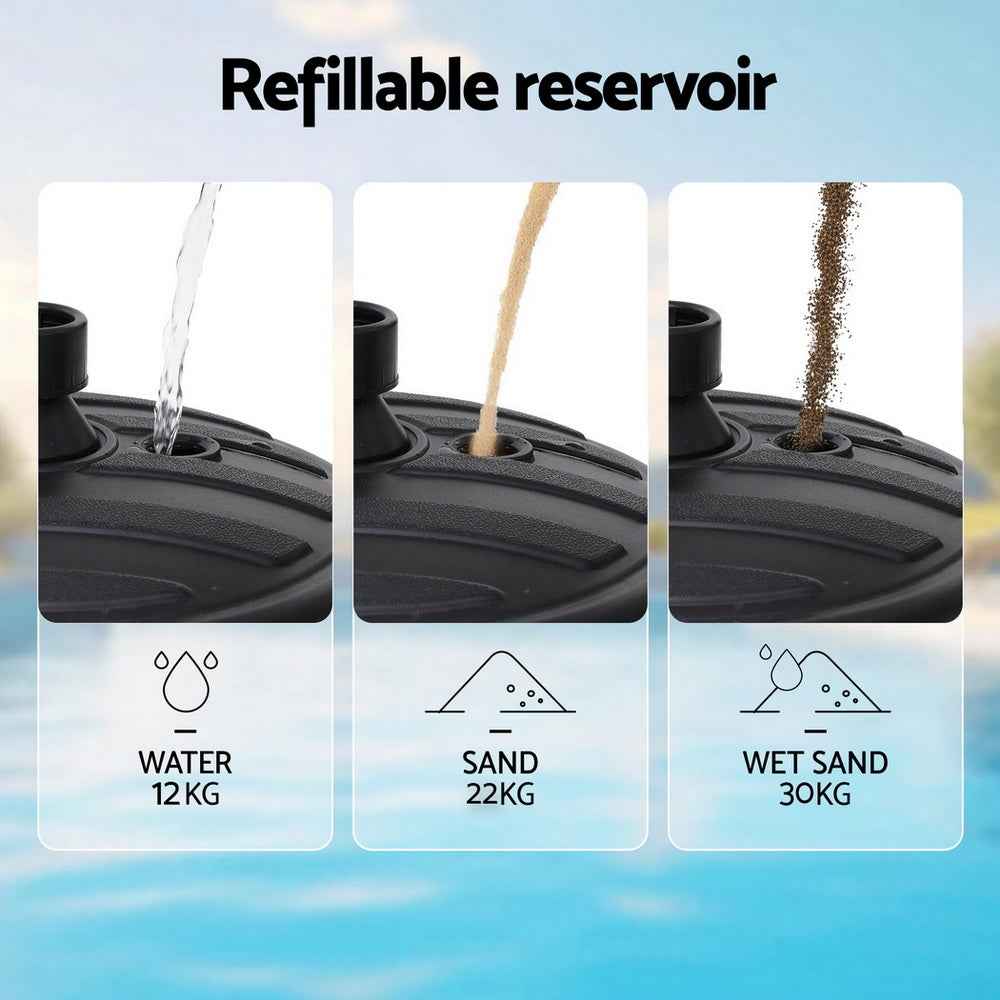 Instahut Outdoor Umbrella Base Weight Round Plastic Pole Holder 35-38mm Beach