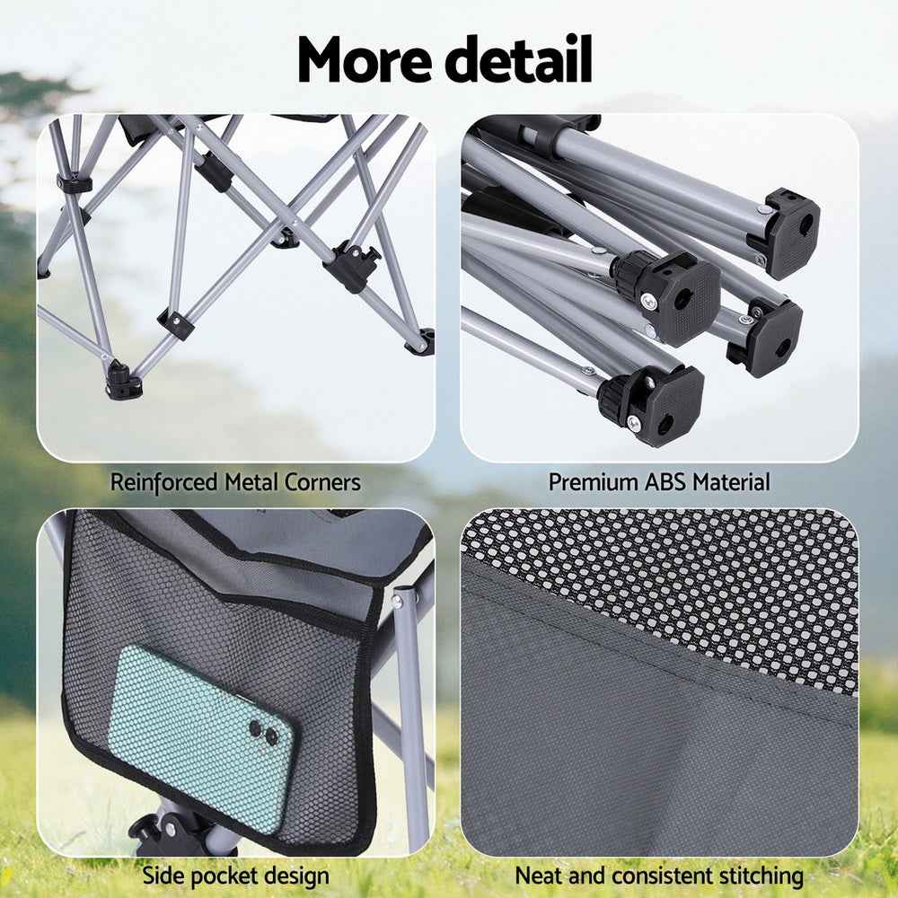 Weisshorn Camping Chair Adjustable Reclining Portable Outdoor Folding Chair Grey