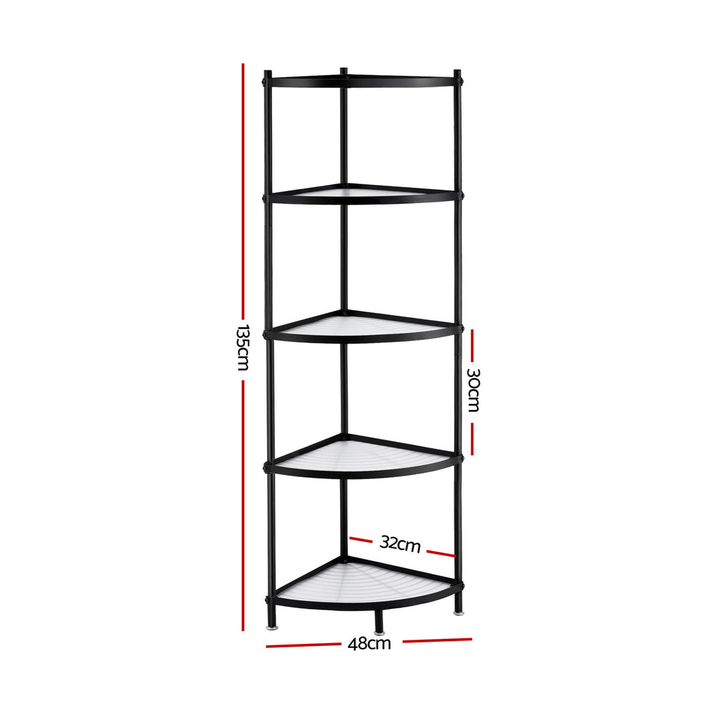 Artiss 5-Tier Kitchen Corner Shelf Rack Stand Microwave Metal Storage Shelves