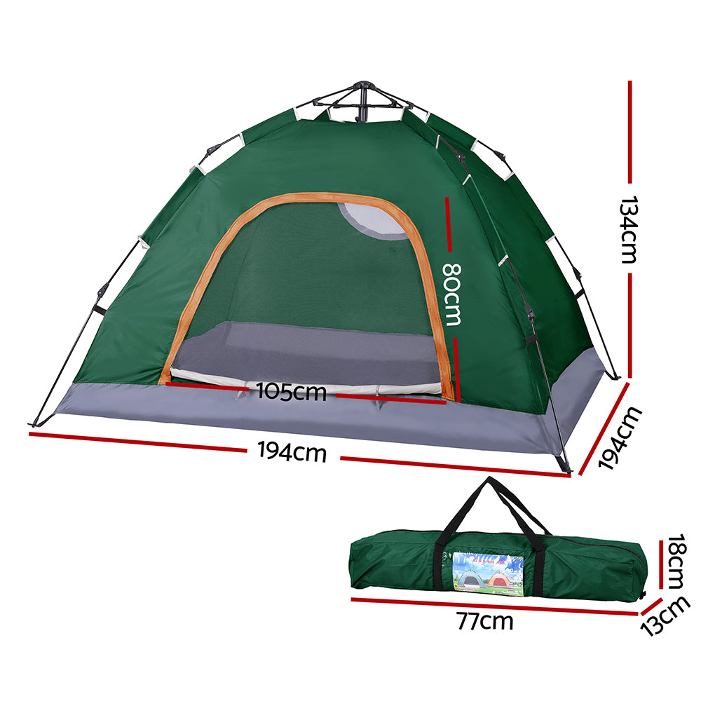 Weisshorn Camping Tent Instant Tent Pop up 2 Person Outdoor Hiking Tents Hiking Green - YDS.com.au