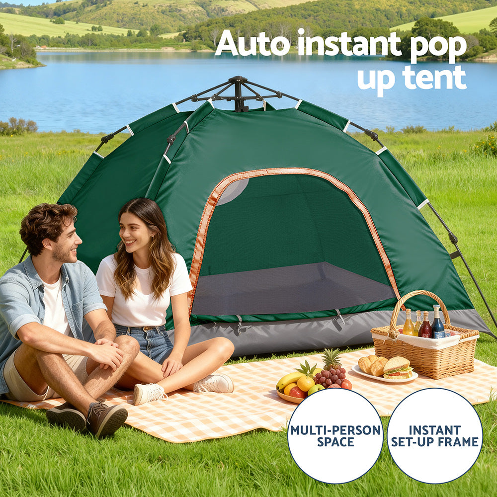 Weisshorn Camping Tent Instant Tent Pop up 2 Person Outdoor Hiking Tents Hiking Green - YDS.com.au