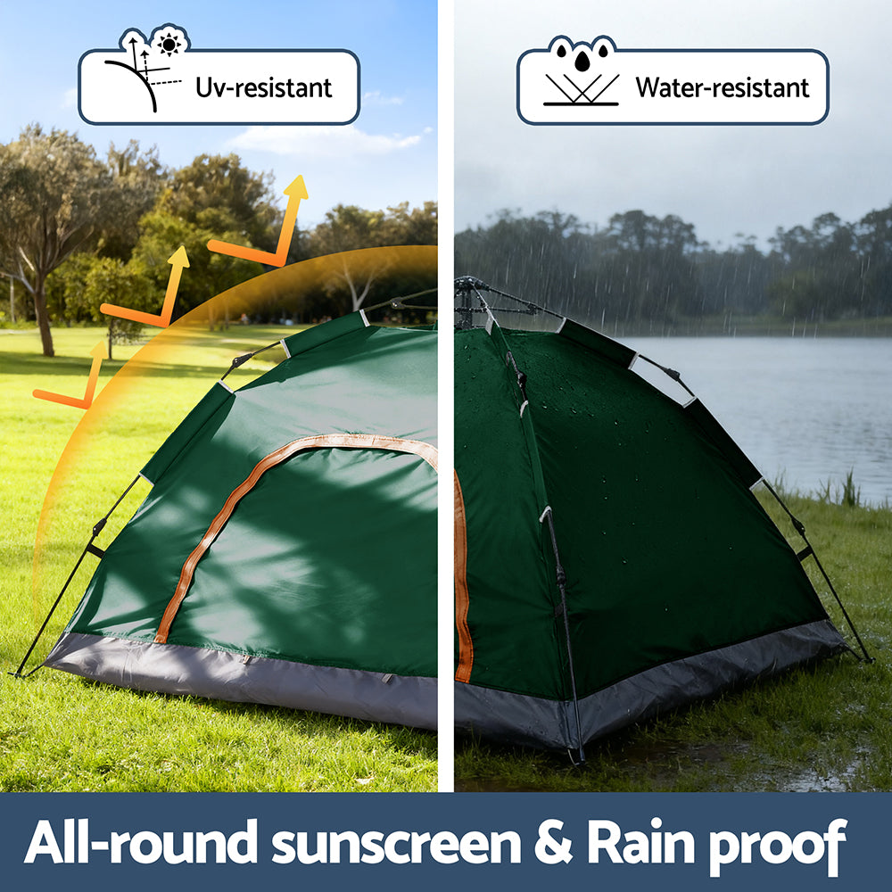 Weisshorn Camping Tent Instant Tent Pop up 2 Person Outdoor Hiking Tents Hiking Green - YDS.com.au
