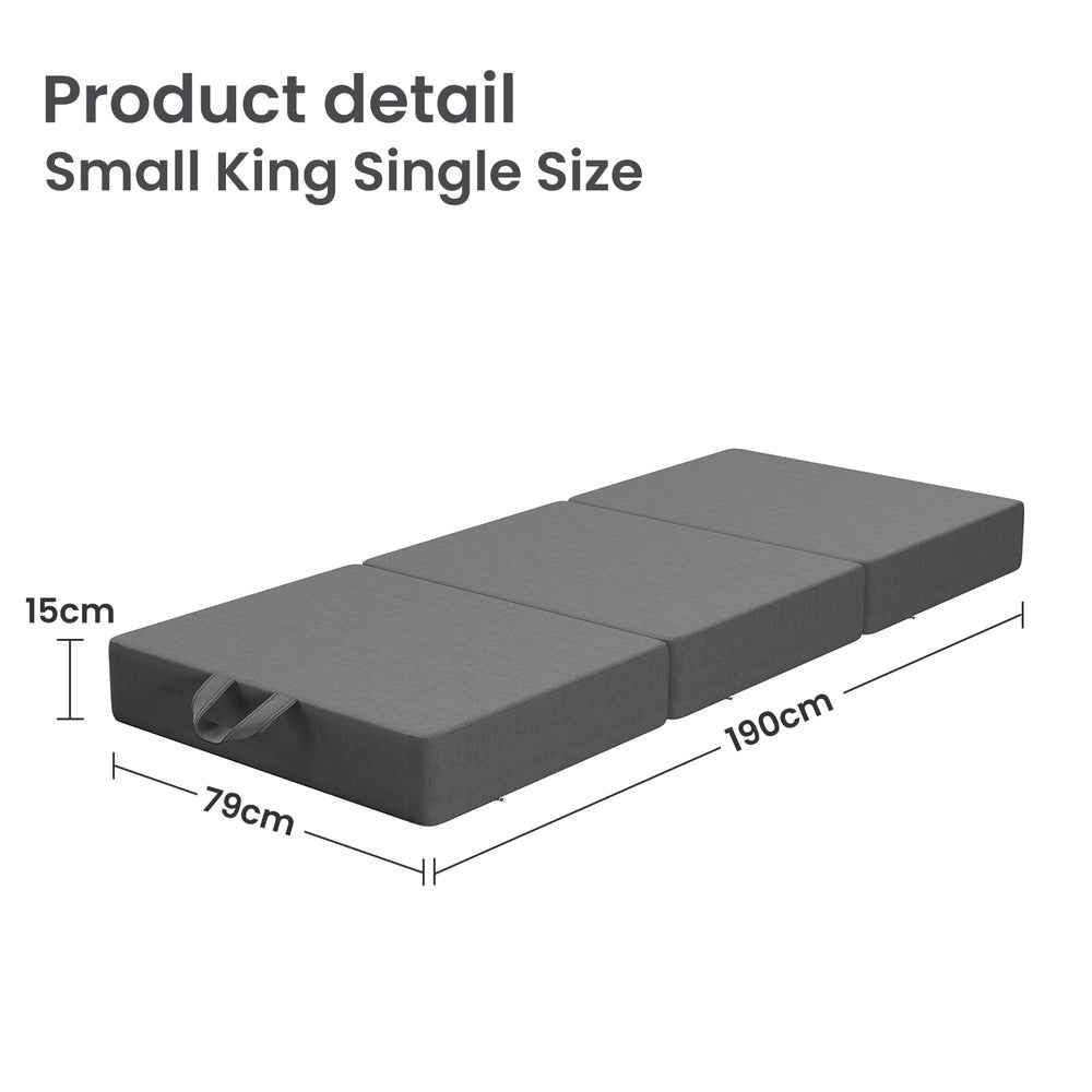 BedStory Folding Mattress Small King Single Trifold Mattress Firm Support Foam Washable Cover 15cm