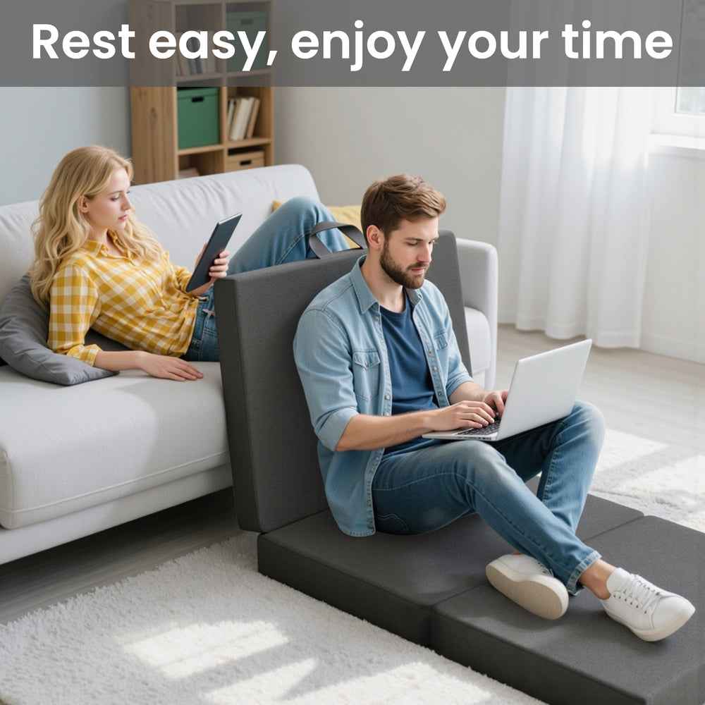 BedStory Folding Mattress Small King Single Trifold Mattress Firm Support Foam Washable Cover 15cm