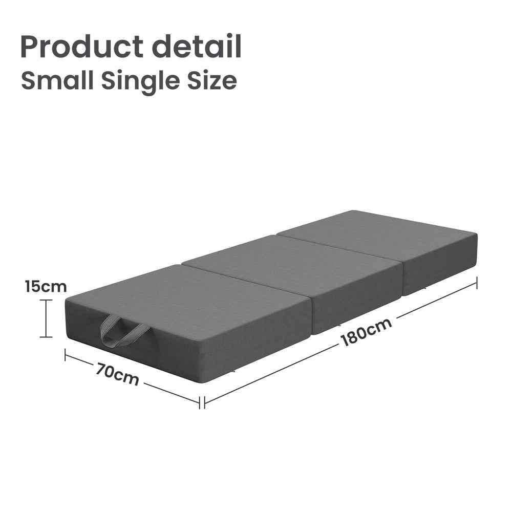 BedStory Folding Mattress Small Single Trifold Mattress Firm Support Foam Washable Cover 15cm