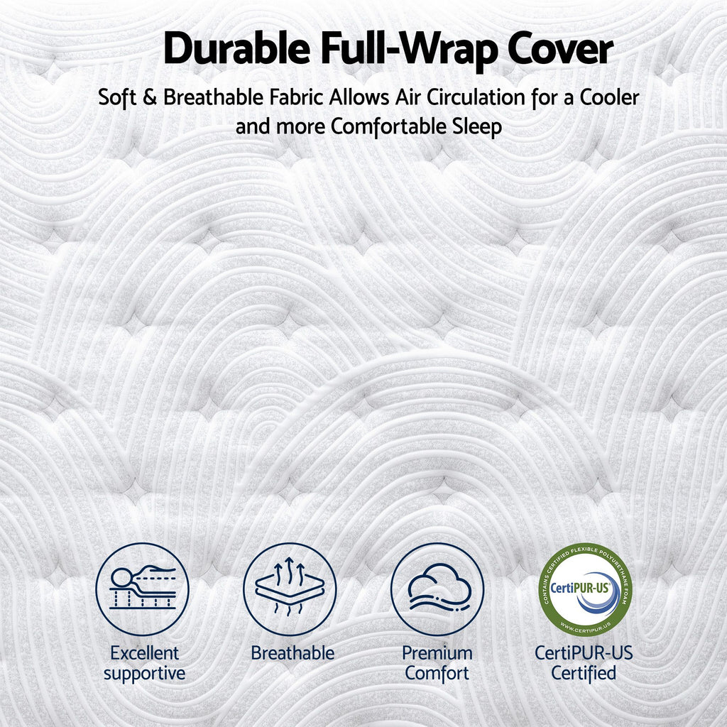 RoomSense Double 34cm Medium Soft Gel Mattress Bundle, Oatmeal Bed Frame
