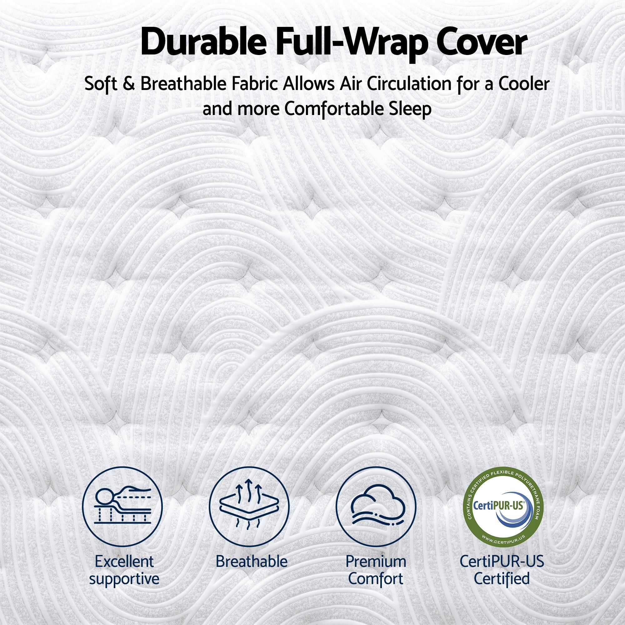 RoomSense Queen 34cm Medium Soft Gel Mattress Bundle, Oatmeal Bed Frame