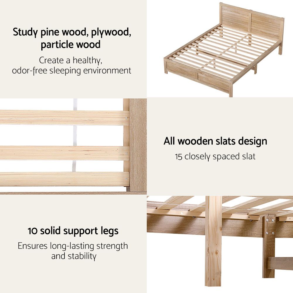 RoomSense Double 30cm Latex Mattress Medium Firm Bundle, Pine Bed Frame