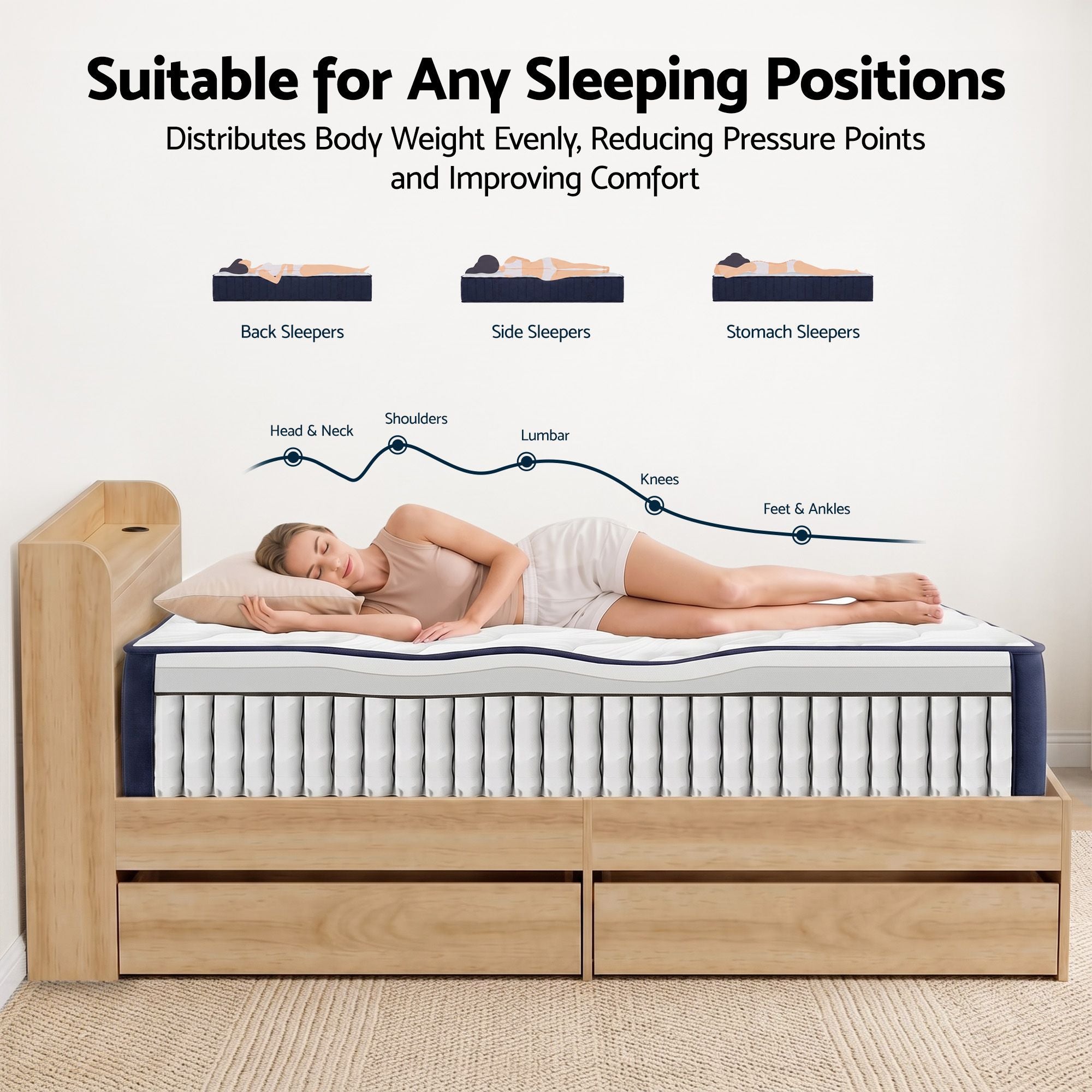 RoomSense Queen Firm Mattress 26cm Bundle with Storage Bed Frame