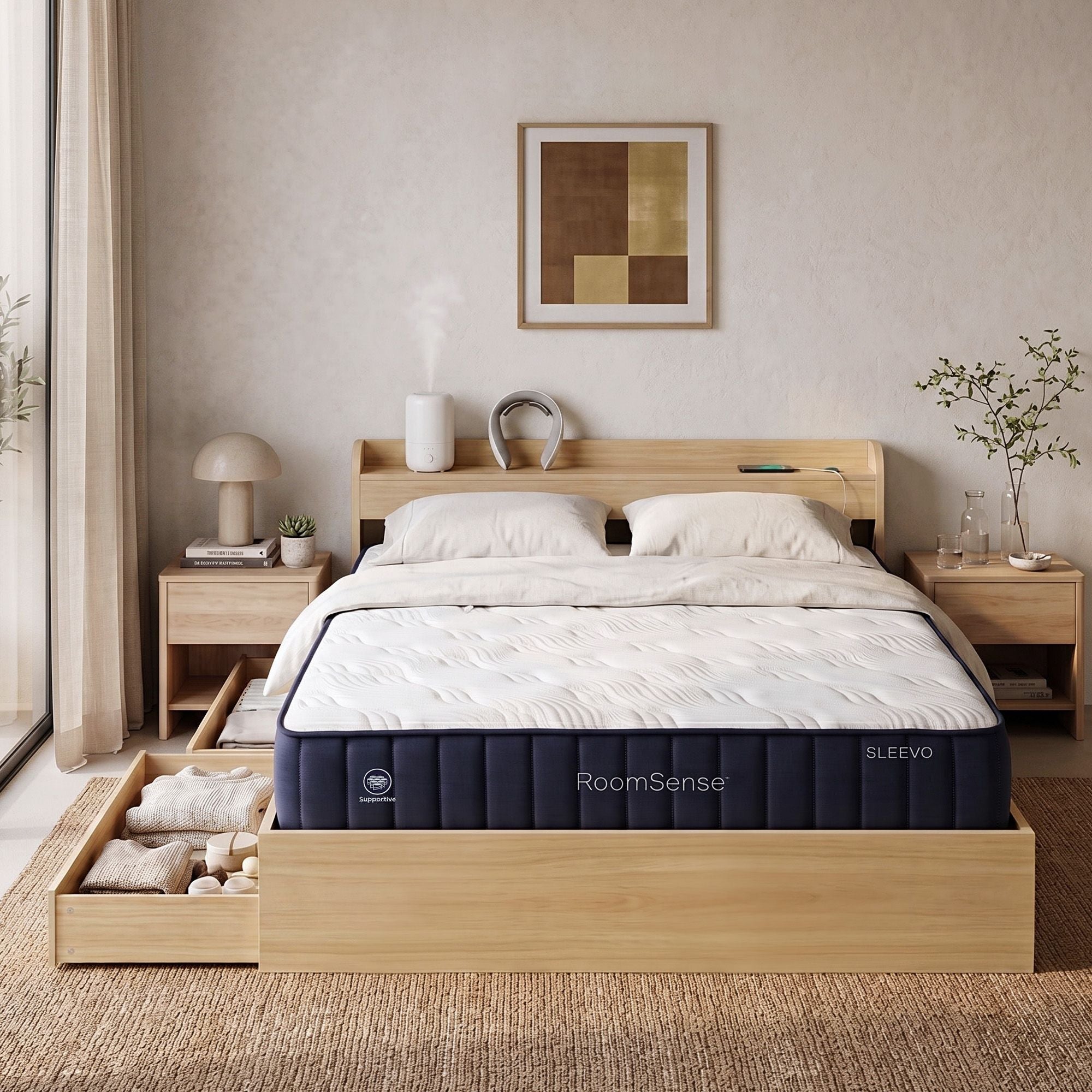 RoomSense Queen Firm Mattress 26cm Bundle with Storage Bed Frame