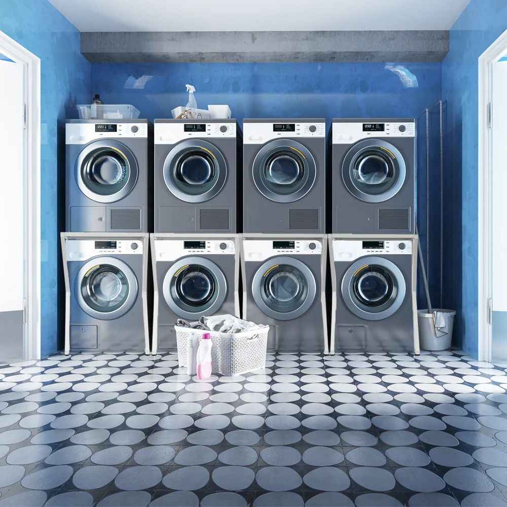 Dryer Stand Over Front Loading Washing Machine, 100kg Heavy Duty Steel Stacking Kit, 102x67x60cm Space Saving Shelf for Small Home, Anti-Slip Rubber Surface, Fits Tumble Dryers & Washers, White